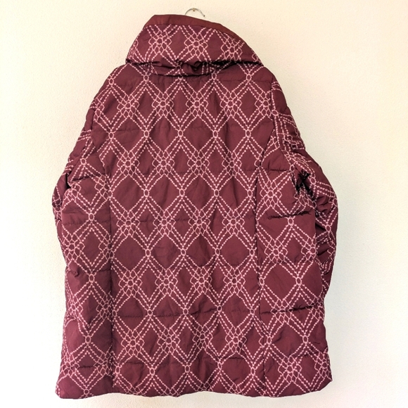 Dennis Basso Reversible Maroon Puffer Jacket Patterned Water Resistant Women 2X - Picture 3 of 12